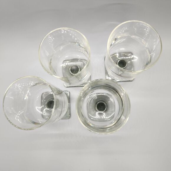 Nordic Juice / Cordial Glasses Gray Smoke Midnight Federal Square Foot MCM Set 4 - Picture 3 of 6